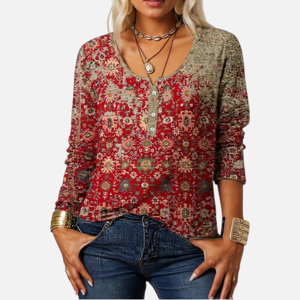 Mivora London | Elegant Long-Sleeve Blouse For Women With Round Neckline