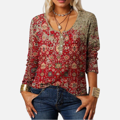 Mivora London | Elegant Long-Sleeve Blouse For Women With Round Neckline