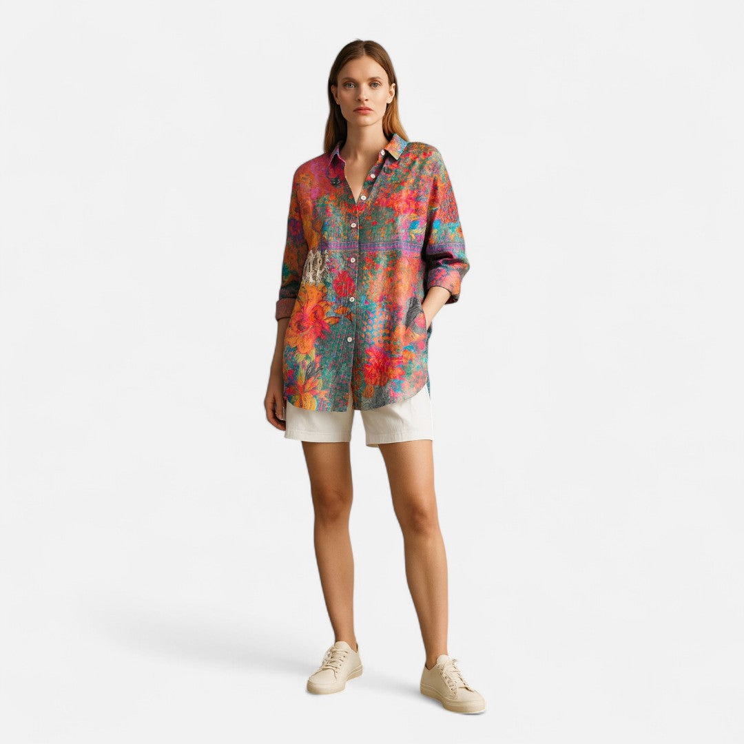 Mivora London | Women’s Floral Button-Up Shirt With Long Sleeves