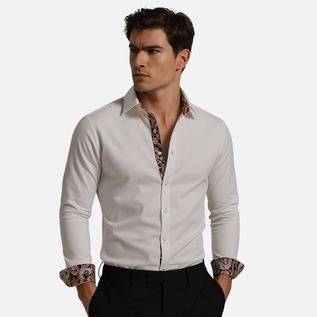 Mivora London | Men’s Modern Slim Fit Long Sleeve Shirt With Minimalist Design