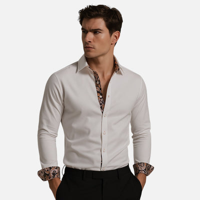 Mivora London | Men’s Modern Slim Fit Long Sleeve Shirt With Minimalist Design