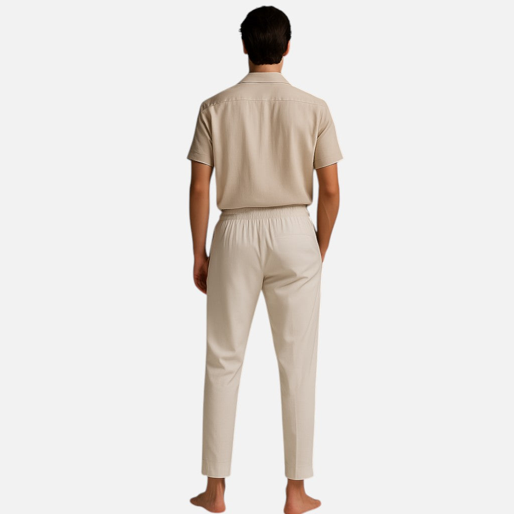 Mivora London | Men’s Casual Summer 2-Piece Set With Short-Sleeve Shirt And Matching Trousers