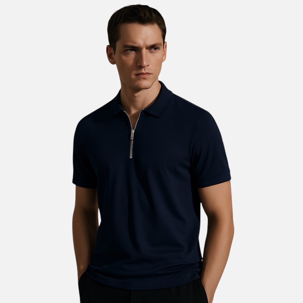 Mivora London | Men’s Casual Slim Fit Zippered Polo Shirt