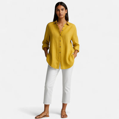 Mivora London | Women's Classic Button-Down Shirt With Long Sleeves