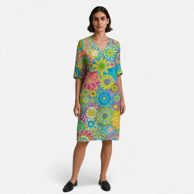 Mivora London | Women's Floral Mini Dress With 3/4 Sleeves And Flowy A-Line Silhouette