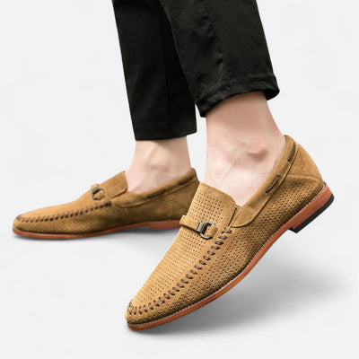 Mivora London | Men’s Suede Slip-On Shoes with Cushioned Insole & Metal Clasp