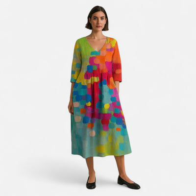 Mivora London | Women's Colorful Printed Flowy Midi Dress