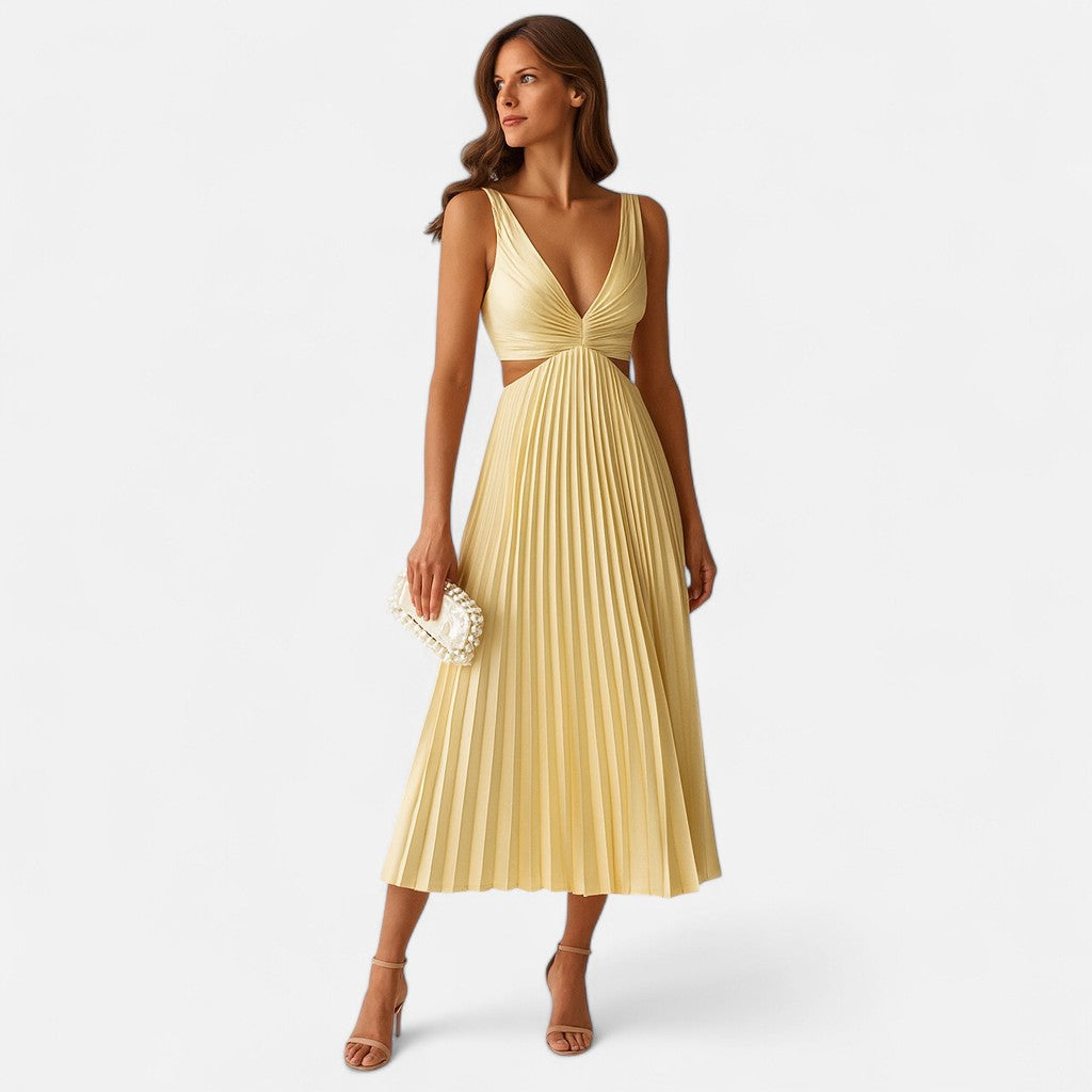 Mivora London | Women's Elegant Twist-Front Midi Dress With Flattering Silhouette