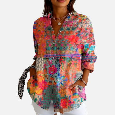 Mivora London | Women’s Floral Button-Up Shirt With Long Sleeves