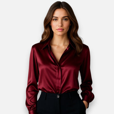 Mivora London | Elegant Satin Long-Sleeve Blouse For Women